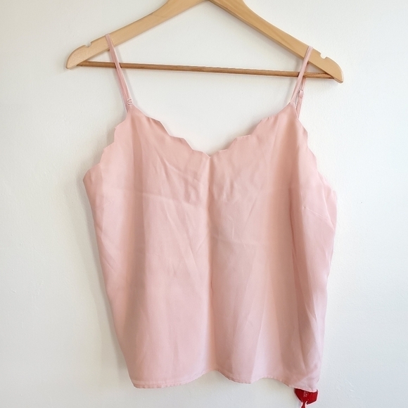 New MAJE Lunia 100% Scalloped Silk-Crepe Pale Pink Cami Top NWT Size 8 US/Large - Picture 9 of 13